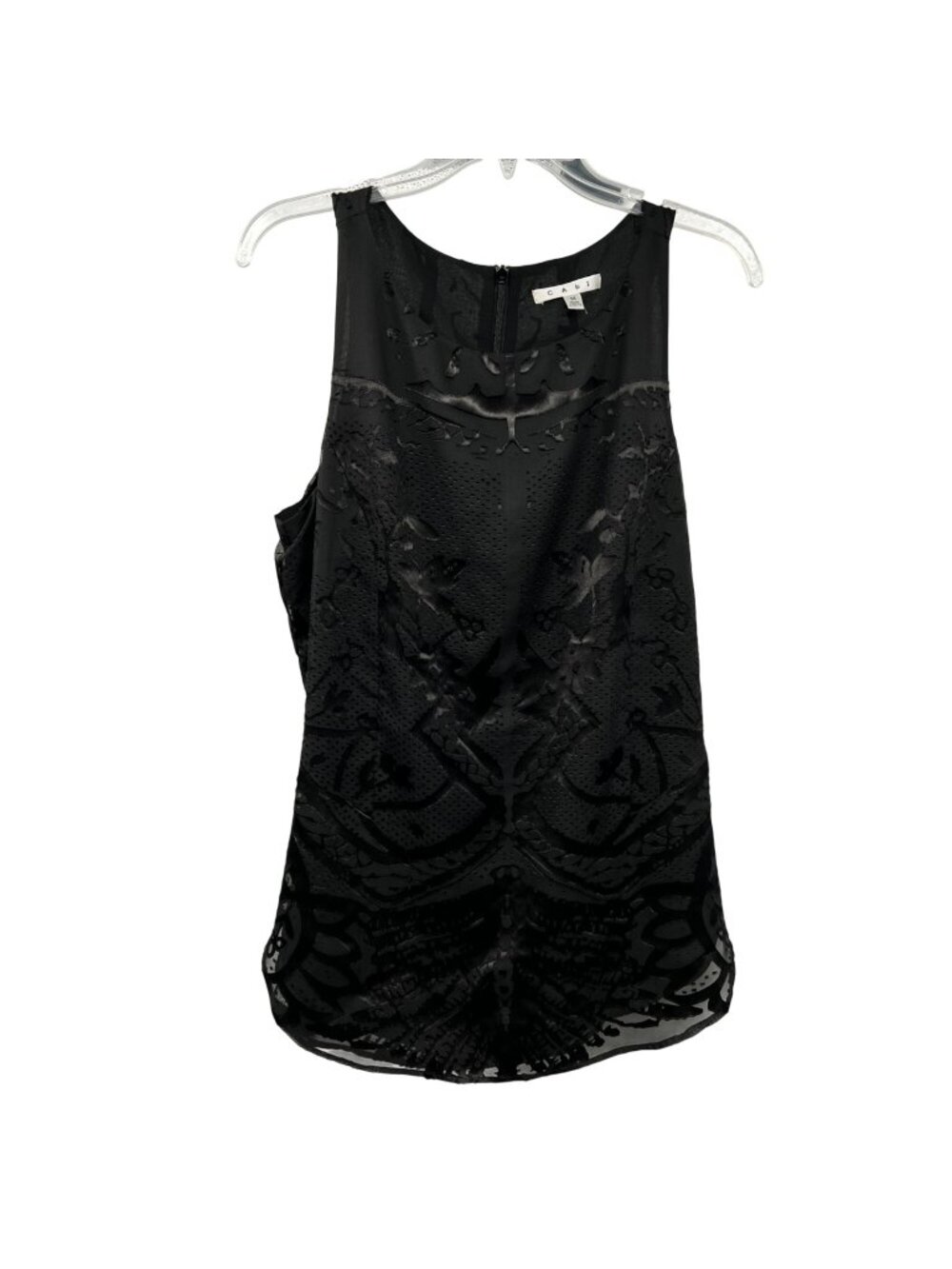 Cabi Womens Textured Sleeveless Blouse Black Size Medium Zip